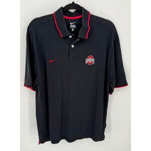 Nike Mens Ohio State Buckeyes Black Polo Shirt With Red Trim